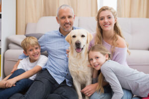 family with dog